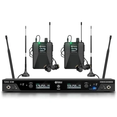Afbeelding van D Debra ST 202 UHF Draadloos In ear Monitor Systeem met Stereo, Dubbel Kanaal voor Podium, Studio en Band (2 pocket ontvangers)