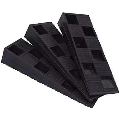 Afbeelding van SKIR&#039;CO (8 stuks) Zwarte kunststof geribbelde wiggen 90 x 30 15 mm voor nivellering, tussenliggende wiggen, in elkaar grijpende
