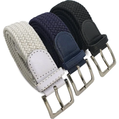 Afbeelding van Safekeepers elastische Riem Gevlochten 3 Stuks Elastiek Stretch Broekriem 35 mm zwart, blauw en wit