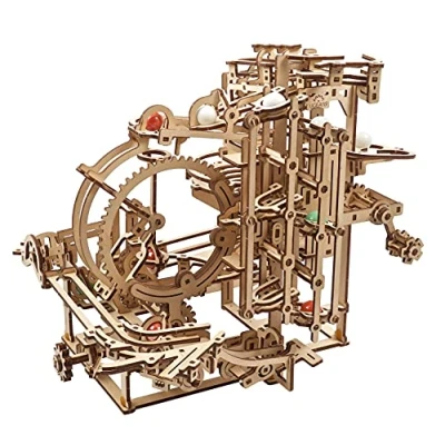 Afbeelding van Ugears Houten Modelbouw Knikkerbaan met 3 staps Lift Mechanisme