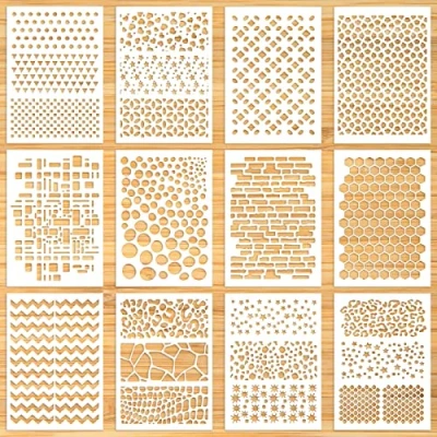 Afbeelding van Sterneer sjablonen, 12 stuks, schildersjablonen, herbruikbare kunststof bullet journal scrapbook mandala sjablonen