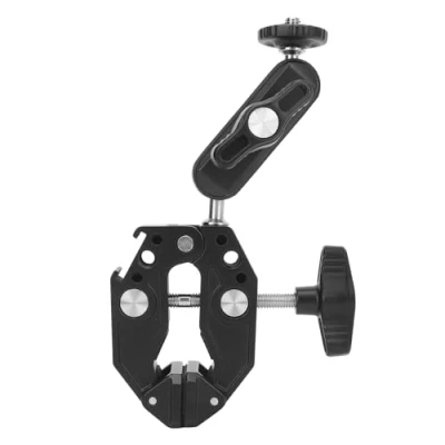 Afbeelding van Super Clamp Camera Mount Klem, Magic Arm Adapter met 360 Balhoofd, 1/4 Inch Schroefgaten en Cold Shoe Mounts, voor Digitale SLR monitor