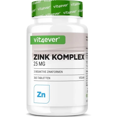 Afbeelding van zink Complex 15mg 365 tabletten Met 3 bioactieve vormen van (zinkbisglycinaat, zinkgluconaat, zinkcitraat) 1 jaarvoorraad Hooggedoseerd Veganistisch