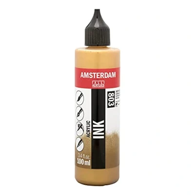 Afbeelding van Amsterdam Acrylic Ink flacon 100ml acrylinkt 803 Donkergoud halfdekkend