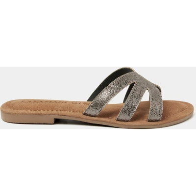 Afbeelding van Lazamani Nina Leren Dames Slippers Pewter Maat 39