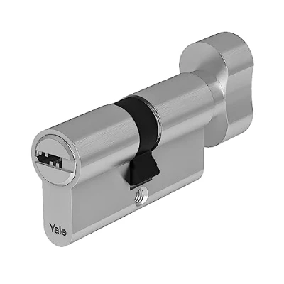 Afbeelding van Yale YC104KD303004N1 hoge veiligheidscilinder met knop, vernikkeld, 30/30 mm, 4 sleutels