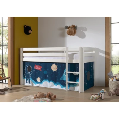 Afbeelding van LUCEVI Pino Halfhoogslaper H115CM + Ladder Space Shuttle Gordijntjes Wit 90x200 cm