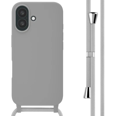 Afbeelding van Apple iPhone 16 Hoesje Siliconen en TPU (zacht) imoshion Softcase/Koordhoesje/Backcover Lichtgrijs Telefoonhoesje