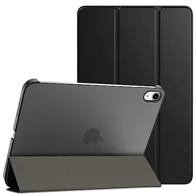 Afbeelding van PROTech Hoesje voor iPad 10e generatie hoes 2022, slanke standaard 10.9 inch, ondersteuning Touch ID, Auto Wake/Sleep Smart Shell met doorschijnende achterkant (zwart)