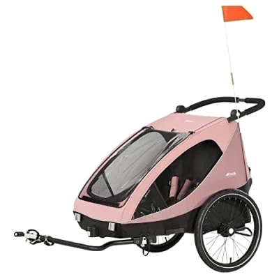 Afbeelding van Hauck 2in1 Fietskar Buggy DRYK DUO Twee Kinderen, rose