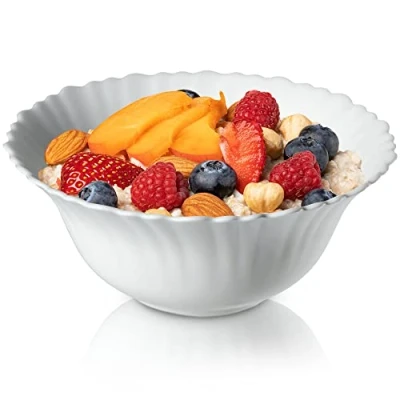 Afbeelding van KADAX Kom van gehard glas, kom, fruitschaal, slakom, dessertkom, mueslikom, soepkom, snackschaal, vaatwasmachinebestendig (diameter 16 cm, wit)