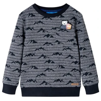 Afbeelding van Kindertrui met heuvelprint 140 gemleerd marineblauw