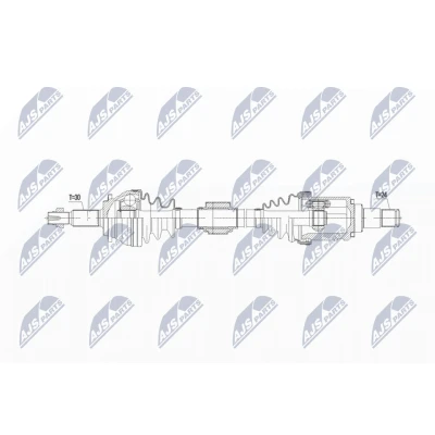 Afbeelding van NTY NPW TY 187 Aandrijfas Vooras links 625mm Handgeschakeld TOYOTA: RAV4 III SUV (XA30) 2.2 D, D 4WD 2005 2013