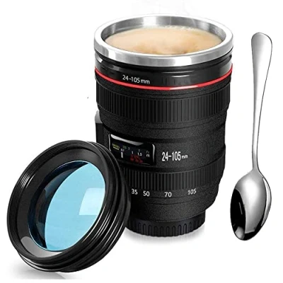 Afbeelding van SLOSH Mok Koffie Camera Lens Melk Water Rvs Cup Tumbler
