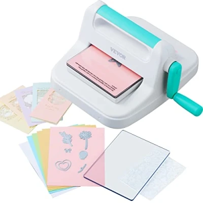 Afbeelding van VEVOR handmatige stans en embossingmachine, draagbare snijmachines, 6 inch opening scrapbookmachine, volledige set inbegrepen, voor kunst handwerk, scrapbooking, kaarten maken knutselen, wit