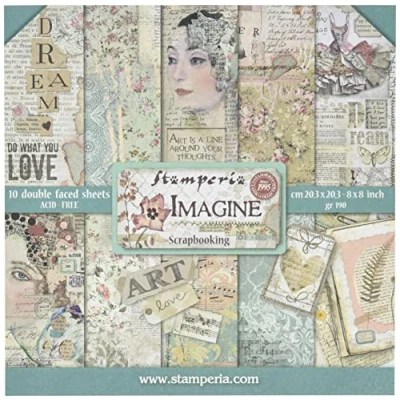 Afbeelding van STAMPERIA SBBS07 papierblok 10 vellen 20,3 x cm (8&quot; 8&quot;) dubbelzijdig Imagine, meerkleurig