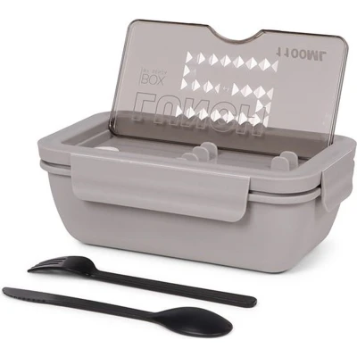 Afbeelding van SENZA Lunchbox met bestek 2 vakken 1100 ml Grijs