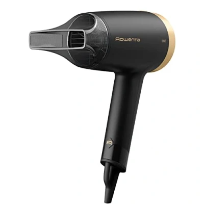 Afbeelding van Rowenta CV1811 Express Style haardroger, 1900 efficiënt, 2 instellingen, ionentechnologie, krachtig, koude luchtknop, 1,8 m netsnoer, compact en ultralicht design, zwart/goud