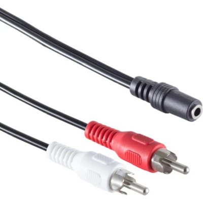 Afbeelding van 3,5mm Stereo Jack (v) Tulp (m) Kabel 1,5 meter Zwart