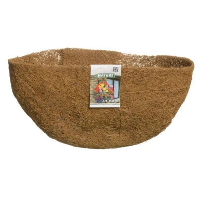 Afbeelding van Kokosinlegvel voor hanging basket voorgevormd met waterkering een halve dia. 35cm Nature