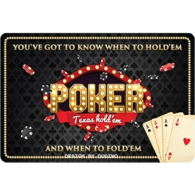Afbeelding van DODINO 20 x 30 cm retro metalen borden POKER, decoratief bord, cadeau idee voor Poker Casino fans, Las Vegas Note schild, hoogwaardig reliëf plaatstaal, 3D effect