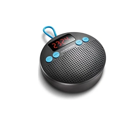 Afbeelding van Wavemaster MOBI 3 Draagbare bluetooth luidspreker voor onderweg (360 geluidsveld) met radio, wekker en handsfree functie mobiele geluidsbronnen, IPX5 spatwaterdicht, antraciet/blauw