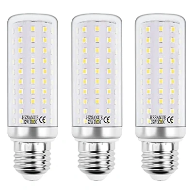 Afbeelding van HZSANUE LED Maïs Lampen 22W, 3000K Warm Wit,2500Lm, E27 Edison Schroef Lampen, niet Dimbaar, 180W Gloeilampen Equivalent,Pakket van 3