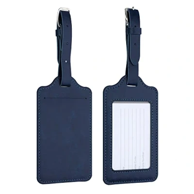Afbeelding van kwmobile 2x bagagelabel voor koffers Set Van 2 kofferlabels 11 x 7 cm kunstleer in donkerblauw