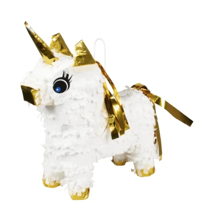 Afbeelding van Eenhoorn mini pinata goud wit