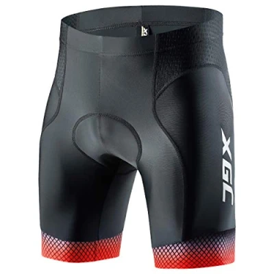 Afbeelding van XGC Korte fietsbroek en fietsonderbroek voor heren, elastische ademende 4D spons zitkussens met een hoge dichtheid (2XL, rood)