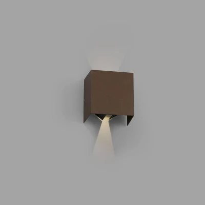 Afbeelding van FARO BARCELONA LED buitenwandlamp Olan, roestbruin