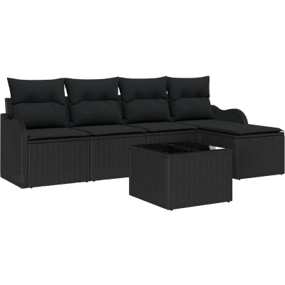 Afbeelding van vidaXL 6 delige Tuinsofa Set met Kussens Beige Poly Rattan