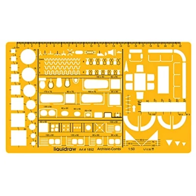 Afbeelding van Liquidraw 1:50 Schaal Architecturale Heerser Tekening Sjabloon Stencil Architect Technische Opstellen Leveringen, Architectuur Meubels Ontwerp Symbolen Voor Huis Interieur Plattegrond