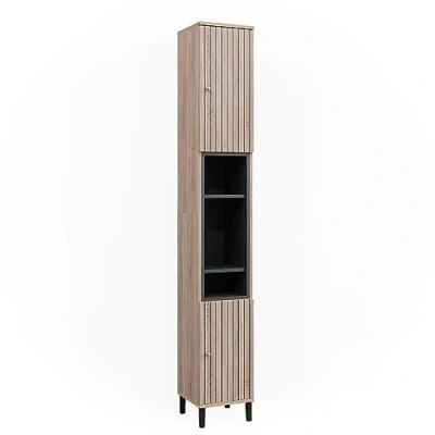 Afbeelding van Vicco Badkamerkast &quot;Aquis&quot;, Sonoma/Antraciet, 30 x 190 cm met deuren en open vakken