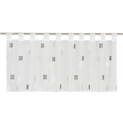 Afbeelding van Bistrogordijn Quadro 07, vitrage 48x140cm, halftransparant