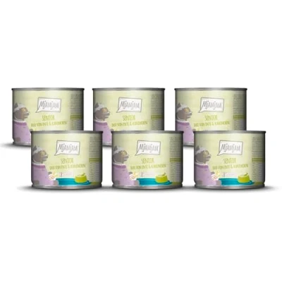 Afbeelding van MjAMjAM Premium natvoer voor katten Senior DUO van mals eend &amp; konijn, 6 verpakking (6x200g), graanvrij