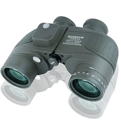 Afbeelding van BOSSDUN 10 x 50 marine verrekijker, verrekijker met nachtzicht, afstandsmeter en kompas, voor watersportliefhebbers hobbyzeilers, inclusief gereedschapstas, stofkappen draagriemen
