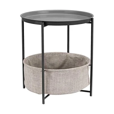 Afbeelding van Amazon Basics Bijzettafeltje, opslag, rond, 45 x 48 cm (D B H), koolgrijs