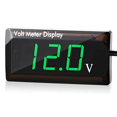 Afbeelding van Digitale voltmeter voor auto, DC 12 V, led display, spanningsmeter met digitaal paneel, meet de spanning van 4 28 V meter voertuig, motorfiets, vrachtwagen, ATV, SUV (groen)