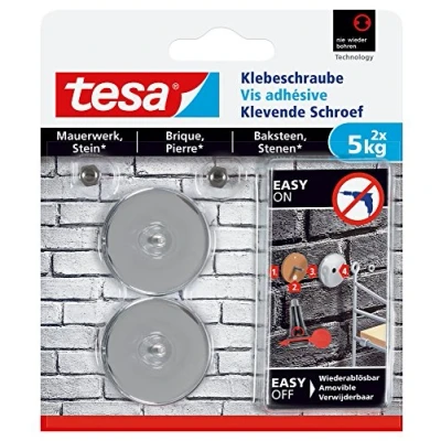 Afbeelding van tesa Klevende Schroef Rond voor Steen &amp; Baksteen 5kg, 2 stuks