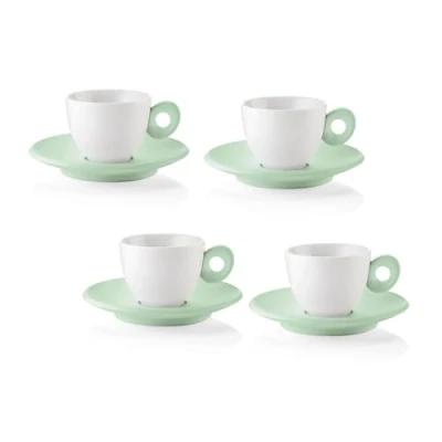 Afbeelding van Guzzini EVERYDAY Set van 4 koffiekopjes met schotel Mauve groen 081701243