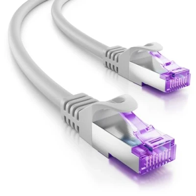 Afbeelding van deleyCON 10m CAT7 Netwerkkabel 10 Gigabit RJ45 Patchkabel Ethernetkabel (Koper, SFTP PiMF Afscherming) voor Highspeed LAN DSL Switch Modem Router Patchpanel CAT6 CAT5 Grijs