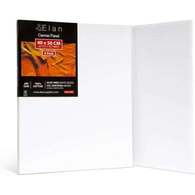 Afbeelding van Elan Katoen Canvas Panelen 40x50 CM, 6 Pack Boards voor het Schilderen, Schilderen Canvas, Canvassen Kunst Board Bulk Art Blank Panel