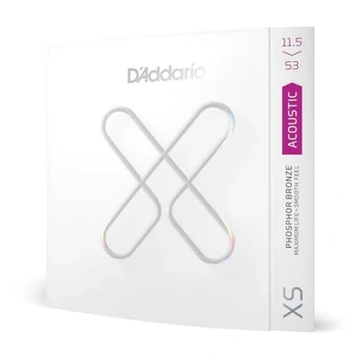 Afbeelding van D&#039;Addario Gitaarsnaren XS Phosphor Bronze Coated Akoestische XSAPB11552 Maximale levensduur met glad gevoel en uitzonderlijke toon Voor 6 snarige gitaren 11.5 53, Custom Light