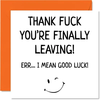 Afbeelding van Het verlaten van geschenken voor collega&#039;s vrouwen mannen je bent eindelijk weggaan Sorry dat veel geluk verlaat in nieuwe jobkaart, 145mm x wenskaarten, grappige felicitaties kaart