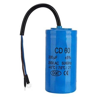 Afbeelding van CD60 200uF Run condensator met draadkabel 250VAC 50/60Hz voor motorluchtcompressor