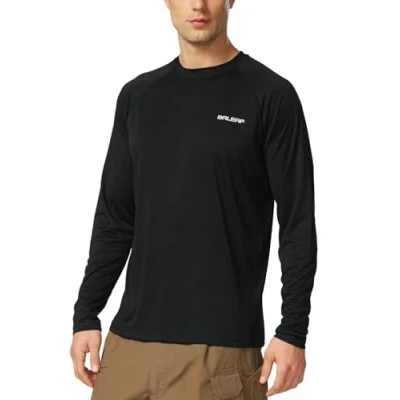 Afbeelding van Baleaf uv shirt voor heren, water, met bescherming UPF 50+ Rashguard zonnebescherming, lange mouwen, A zwart, 3XL
