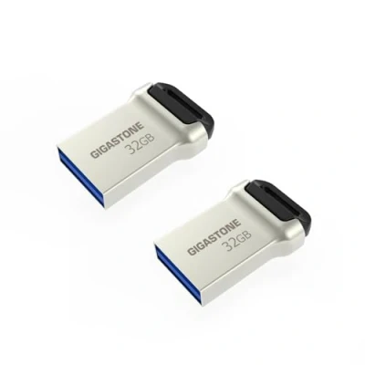 Afbeelding van Gigastone Z90 USB 3.1 stick 32 GB, set van 2 met hoge snelheid en betrouwbare prestaties voor PC Mac computer, compatibel 2.0/3.0 interface, past metaal, waterdicht,