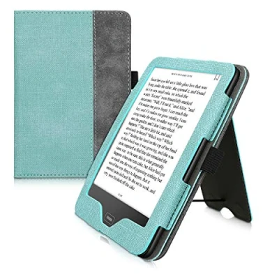 Afbeelding van kwmobile case compatibel Met Tolino Vision 1/2 / 3/4 HD hoes standaard E reader cover van kunstleer In mintgroen/donkergrijs