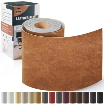 Afbeelding van Leder reparatie kit, 10 x 160 cm OAZ kunstleer zelfklevend, kit lederen patch zelfklevende patches voor autostoelen meubels sofa tassen,Neu Braun